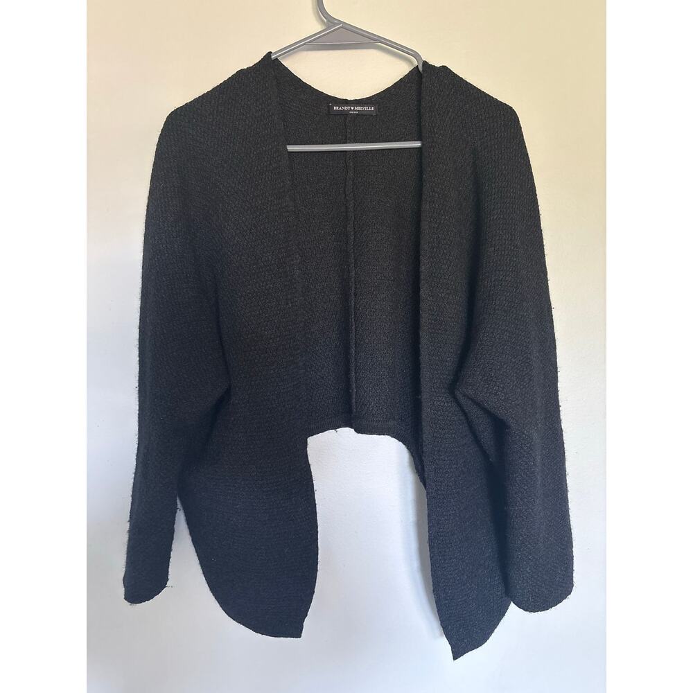 Brandy Melville Black Open Front Knit Cardigan Sweater One Size Oversized